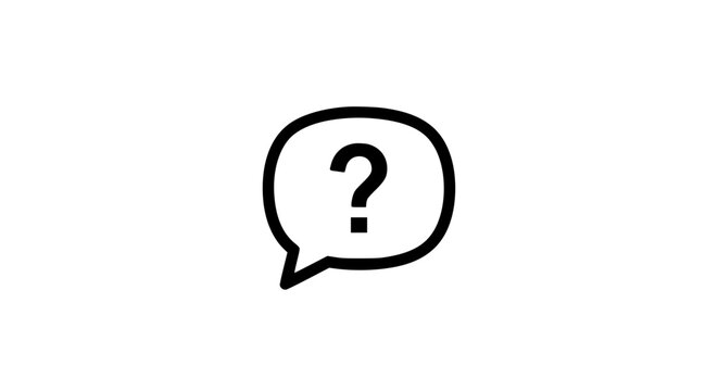 Speech ask mark text symbol black white icon 