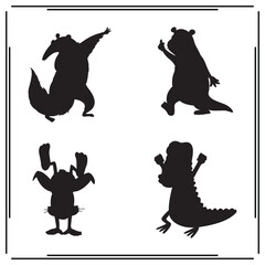 dancing animals silhouette, dancing animals illustration , dancing animals clipart, dancing animals vector , dancing animals icon ,  dancing animals illustration on white background, 