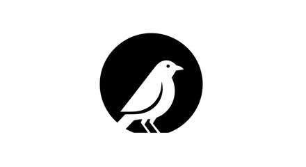 Fototapeta premium Minimalist bird icon design with black circle backdrop showcasing artistic simplicity