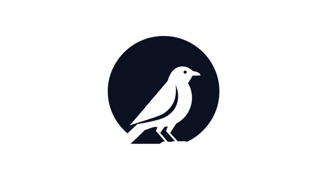 Elegant bird icon design against a round dark background conveying freedom and simplicity