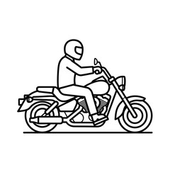 Fototapeta premium Stylized line art depicting a motorcyclist enjoying a ride on a chopper