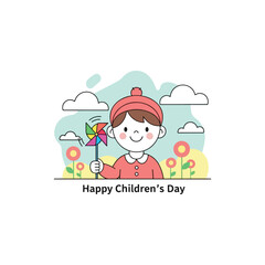 Happy Children's Day Illustration of Diverse Kids