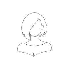 Minimal Continuous line art  a woman&rsquo;s side face  modern aesthetic, elegant short wavy hair framing
