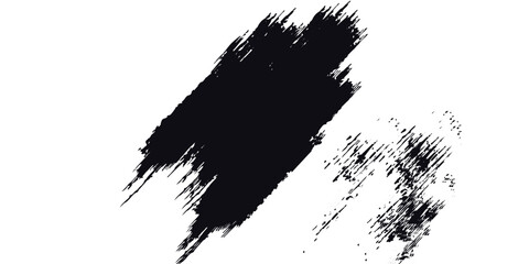 Stock image of creative brush strokes on white background. Black brush Stock on isolated background. Abstract black brush stroke on white background with colorful oil paint.