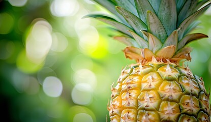 Fresh Pineapple With Green Background in Bright Natural Light