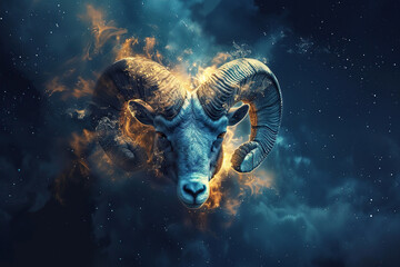 Abstract astrological concept of Aries zodiac sign symbol