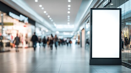Obraz premium Blank Billboard Mockup in Modern Shopping Mall for Advertising and Marketing Campaigns