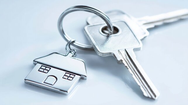 Keys with house keychain, illustrating home ownership, property investment, real estate, and new beginnings