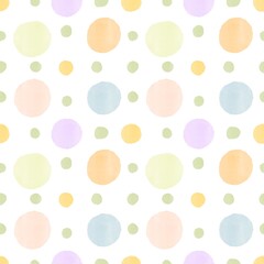 Pastel polka dot seamless pattern, soft dots. Cheerful dot pattern, nursery motif. Pastel dot repeat, seamless background