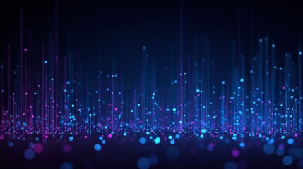 Abstract Data Stream Visualization with Glowing Particles on Dark Background for Modern Technology