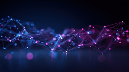Abstract futuristic technology background with glowing nodes and connections representing data and communication networks