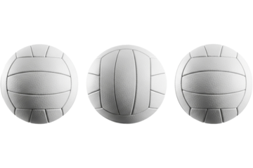 White Volleyballs Three Ball Isolated on Black Background Sport Equipment Team Games on transparent background