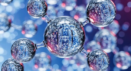 Abstract molecular structure with glowing 'H' atoms