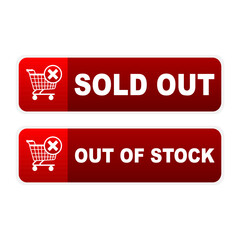 Out of stock button icon. Sold out. Vector illustration