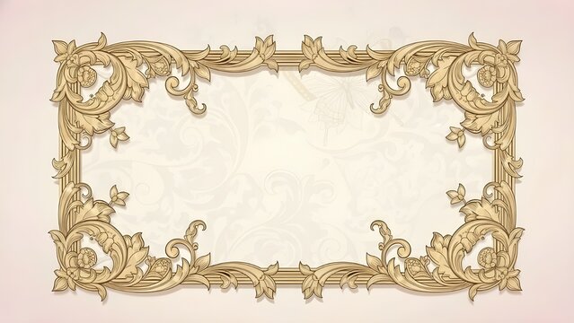 Ornate Golden Frame on Beige.