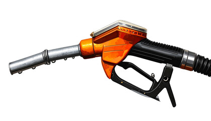 Close-up of a gas pump nozzle dispensing fuel, highlighting energy, transportation, and fuel station concepts, perfect for automotive, industry, or business visuals.