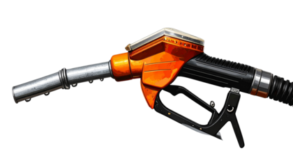 Close-up of a gas pump nozzle dispensing fuel, highlighting energy, transportation, and fuel station concepts, perfect for automotive, industry, or business visuals.