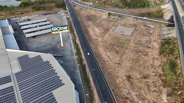Aerial Shot of Main Entrance Road to Kalasin with New Interchange and Agricultural Fields