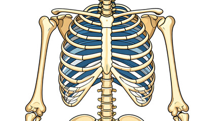 Human rib cages isolated on a clean background, showcasing anatomy and skeletal structure, ideal for medical, educational, or scientific illustrations.