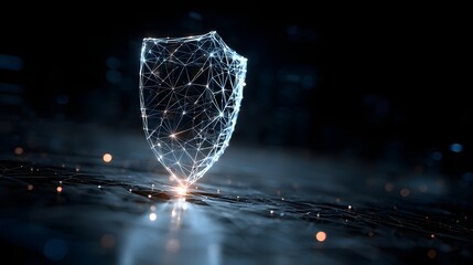 Digitales Cybersicherheits-Schutzschild aus Datenpartikeln
