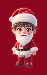 A charming cartoon boy dressed as Santa brings festive joy. Perfect for holiday cards, social media, and children's content. Spread the Christmas cheer!
