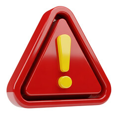 Red Triangular Warning Sign with Yellow Exclamation Point on Transparent Background