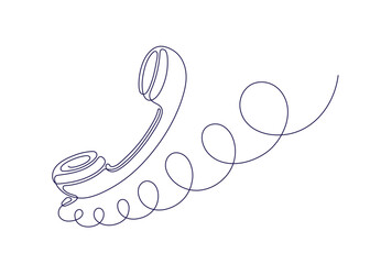 Vintage phone. Continuous line. Telephone receiver