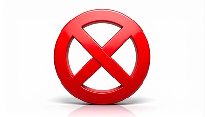 Fototapeta premium Red prohibition symbol on white gradient background, indicating restriction or warning.