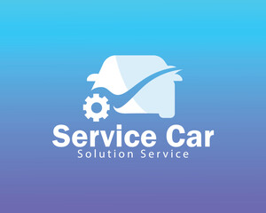service car logo creative design concept gear solution check business transport