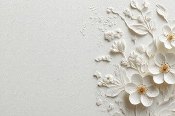 3d white flower background in paper cut and engraved style, luxurious and elegant for wedding invitations, greeting cards