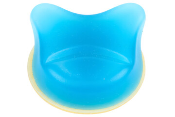 Blue silicone orthopedic heel cup for foot support isolated on a transparent background
