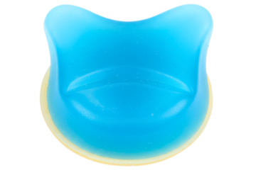 Blue silicone orthopedic heel cup for foot support isolated on a transparent background