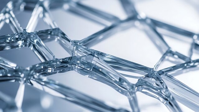 Close up abstract macro view of a clear crystalline geometric structure
