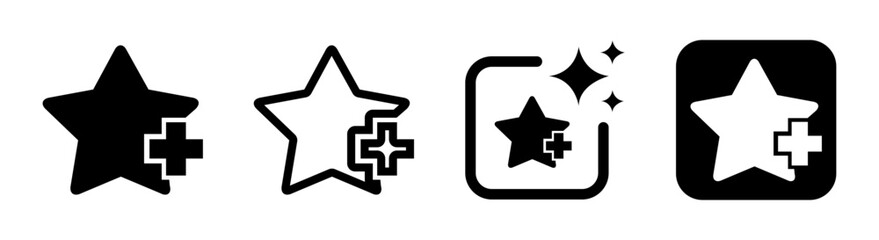 Plus star icon illustration with an add stars concept in a clean transparent vector style