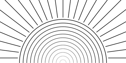 Minimalist Geometric Sunburst Lines Background: Black and White Radial Retro Pattern for Abstract Design