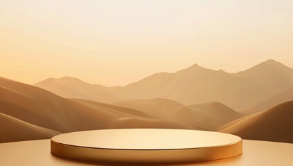 Mountain Landscape With Golden Podium During Sunset in Soft Light