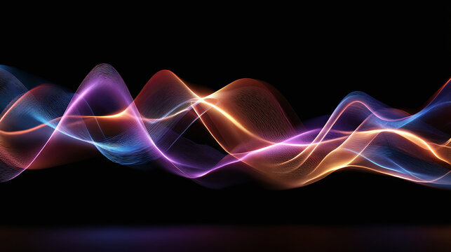 Abstract and vibrant wavy lines of light against a dark background, evoking a sense of energy and movement