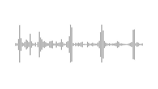 White audio waveform spectrum animation. Alpha channel, spectrum audio animation on transparent background. Audio spectrum wave effect animation concept
