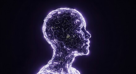 Digital Consciousness: Abstract Human Form in Neon Light