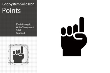 Hand icon indicating points or checks, pointing