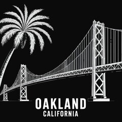 Golden Gate Bridge and Palm Trees Silhouette