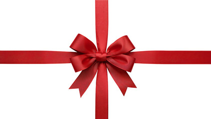 Bright Red Gift Box Tied With a Bow on a Plain White Background