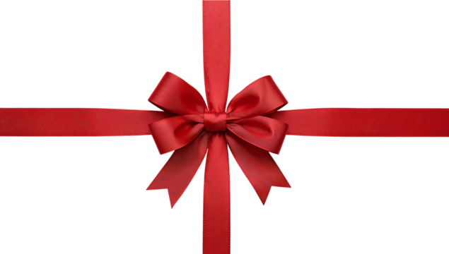 Bright Red Gift Box Tied With a Bow on a Plain White Background - Powered by Adobe