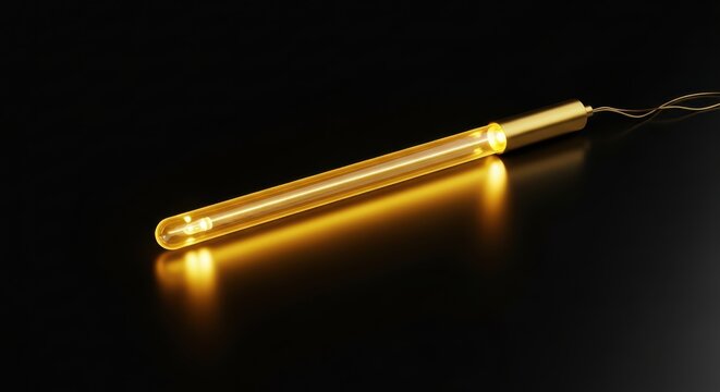 Elegant tube shaped light emitting diode casting golden glow on surface
