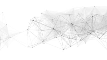Abstract Minimalist White Technology Background Black Geometric Network of Connected Nodes & Lines. Digital Data, Neural Mesh, & Communication Concept for modern Business & Web Design projects.