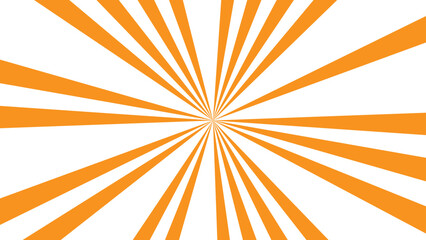 High Contrast Orange & White Sunburst Background With Bold Radial Stripes Expanding from Center. Dynamic Pop-Art Design for your Retro Posters, Comic Themes, Advertisements, and Graphic Layouts needs.