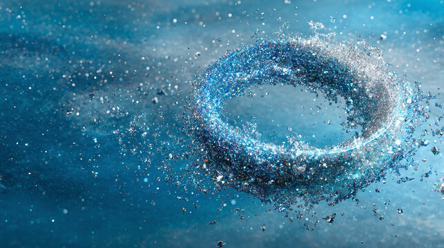 An artistic ring made of water, with splashes and droplets in an aquatic environment. Captivating and visually stunning - Powered by Adobe