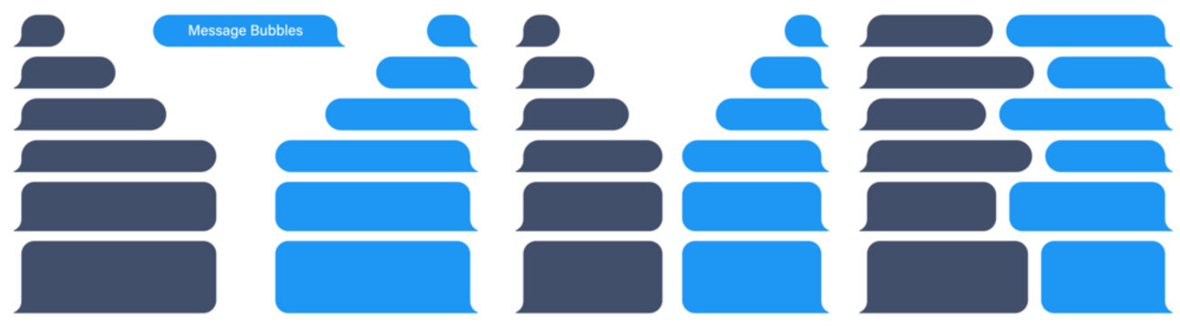 Blank vector message bubbles. Chat or messenger speech bubble. SMS text frame. Short message sending
