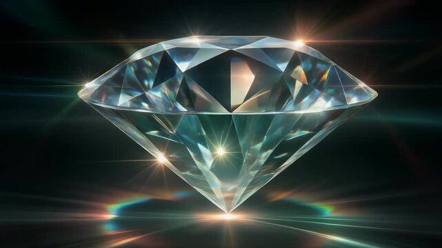 Stunning Close-Up of a Brilliant Diamond with Sparkling Lights and Reflections