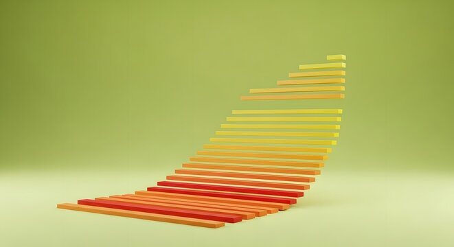 Dynamic upward trend showing business growth and success, vibrant gradient steps leading to progress on a smooth green background symbolizing opportunity - Powered by Adobe